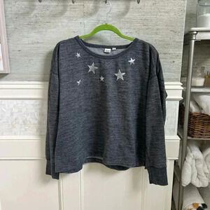 Gap heathered gray silver metallic star oversized sweatshirt medium